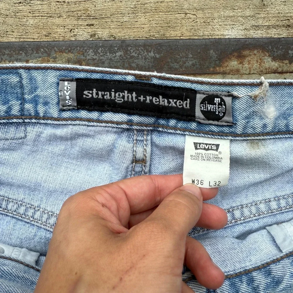 Vintage Levis‎ SilverTab Straight Relaxed Light Wash Baggy Denim Jeans 36x32 90s